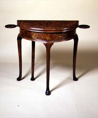 Queen Anne card table with pad feet by English School